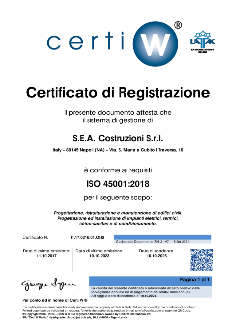 ATTESTATO ISO 45001-1