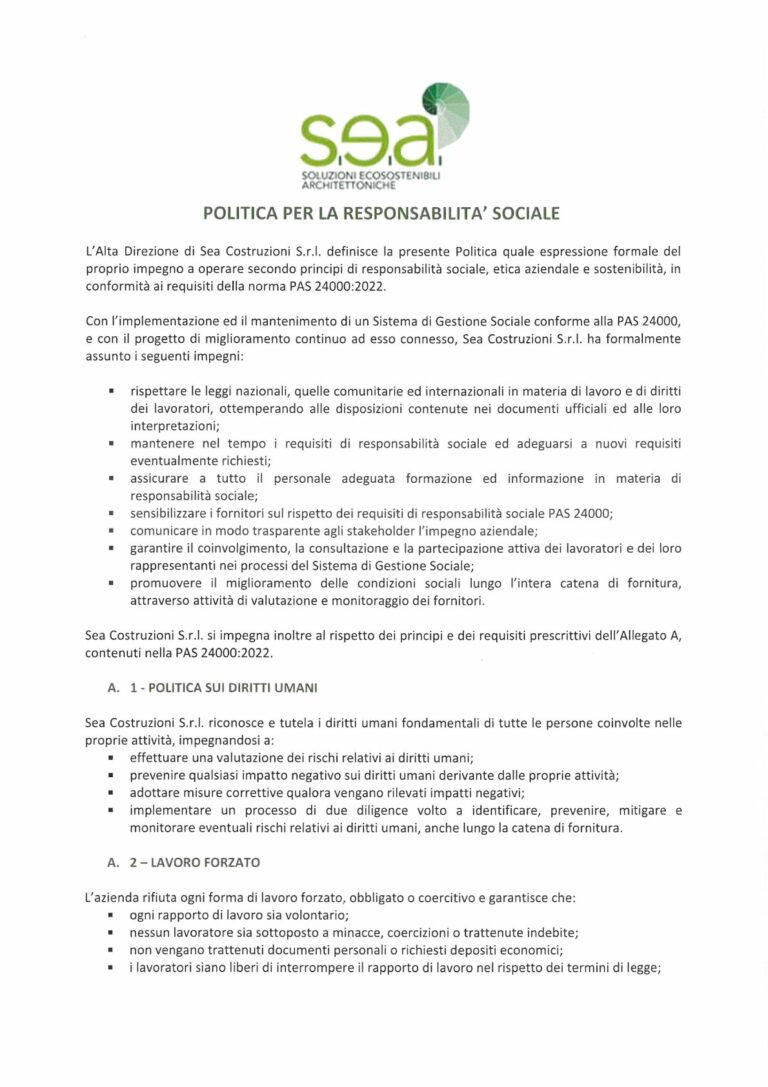 Sea Costruzioni Politica Pas 24000.2022